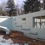 Foundation walls stacked for new residence near Indian Hill, Ohio.